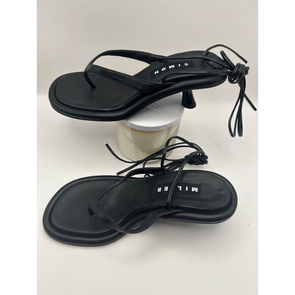 Simon Miller F213 Wrapping Ankle Tie Thong Sandals Size 35, US 4.5-5 Black NEW - Picture 7 of 8
